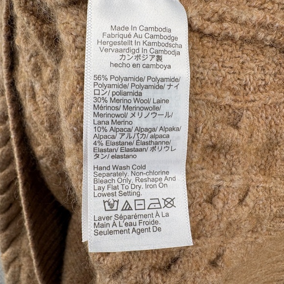 J.CREW Cable-Knit Mockneck Sweater XXS Camel Brown Wool Alpaca Blend - Picture 7 of 12